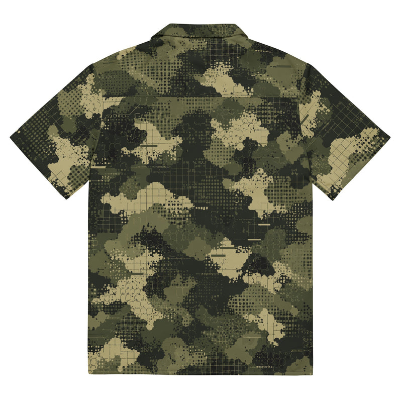Gridveil Sentinel Olive CAMO Unisex Short-Sleeve Button Shirt - Button-Up