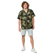 Gridveil Sentinel Olive CAMO Unisex Short-Sleeve Button Shirt - Button-Up
