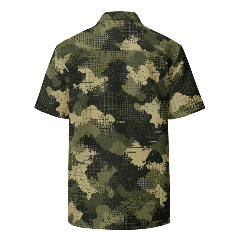Gridveil Sentinel Olive CAMO Unisex Short-Sleeve Button Shirt - Button-Up