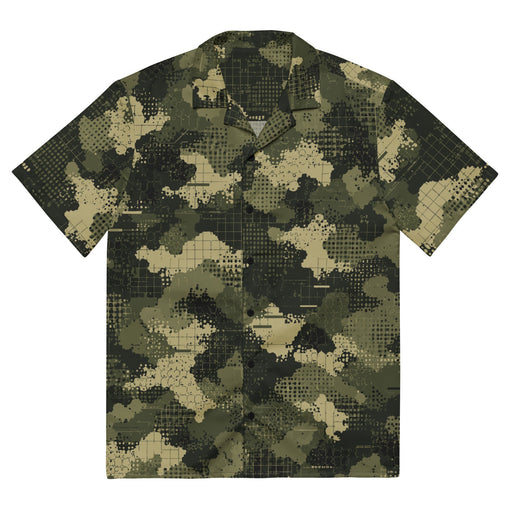 Gridveil Sentinel Olive CAMO Unisex Short-Sleeve Button Shirt - Button-Up
