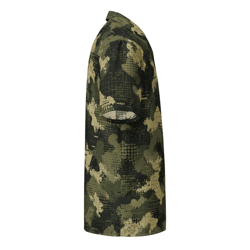 Gridveil Sentinel Olive CAMO Unisex Short-Sleeve Button Shirt - Button-Up