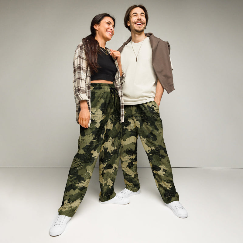Gridveil Sentinel Olive CAMO Unisex Wide-Leg Joggers - 2XS