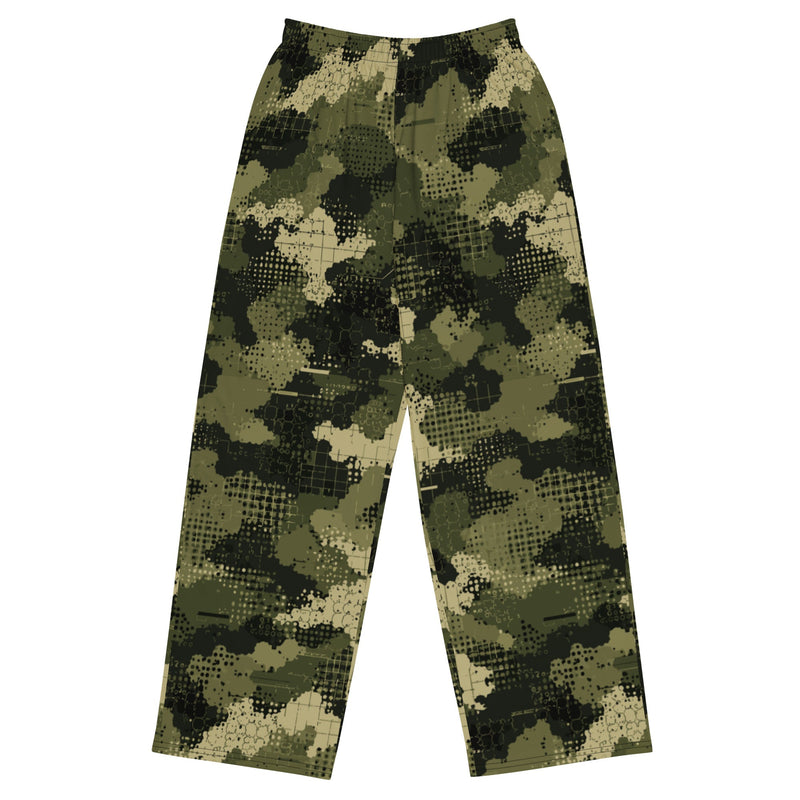 Gridveil Sentinel Olive CAMO Unisex Wide-Leg Leisure Pants - 2XS - Pant