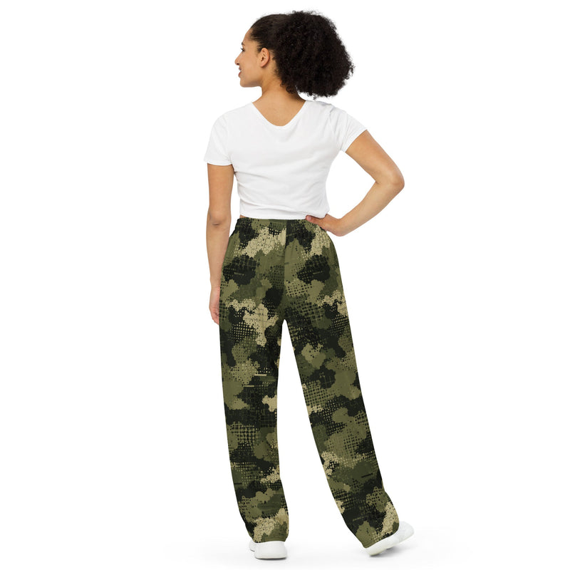 Gridveil Sentinel Olive CAMO Unisex Wide-Leg Leisure Pants - Pant