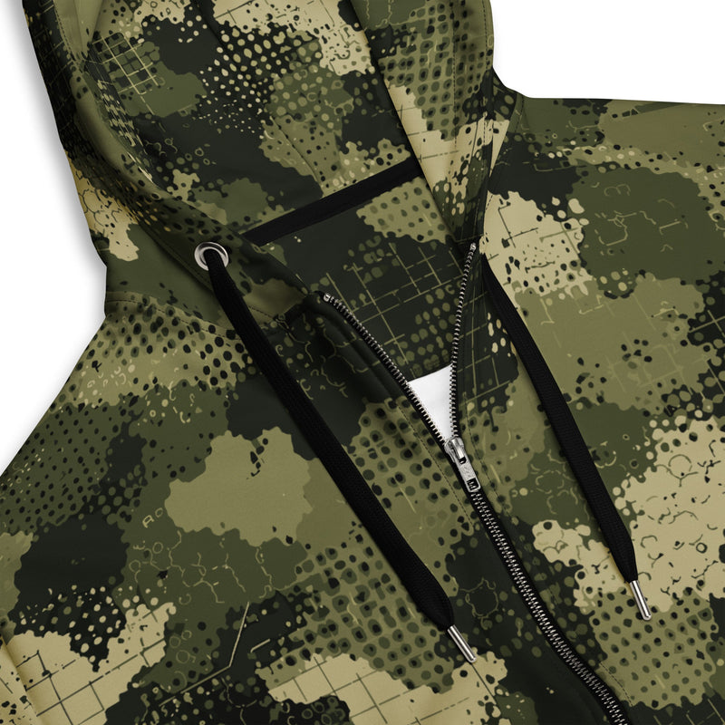 Gridveil Sentinel Olive CAMO Unisex Zip Hoodie