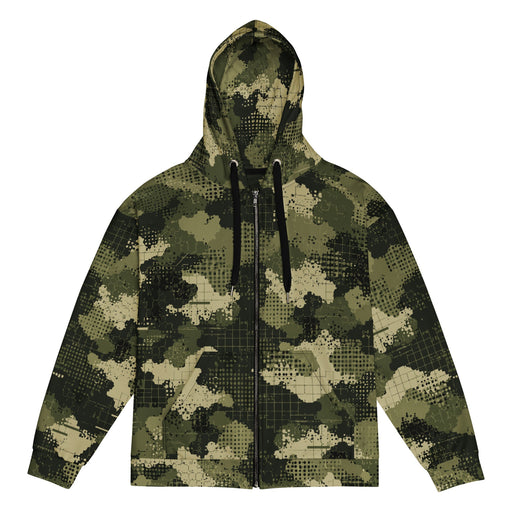 Gridveil Sentinel Olive CAMO Unisex Zip Hoodie - 2XS
