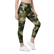 Gridveil Sentinel Olive CAMO Womens Leggings with Pockets - 2XS - Women