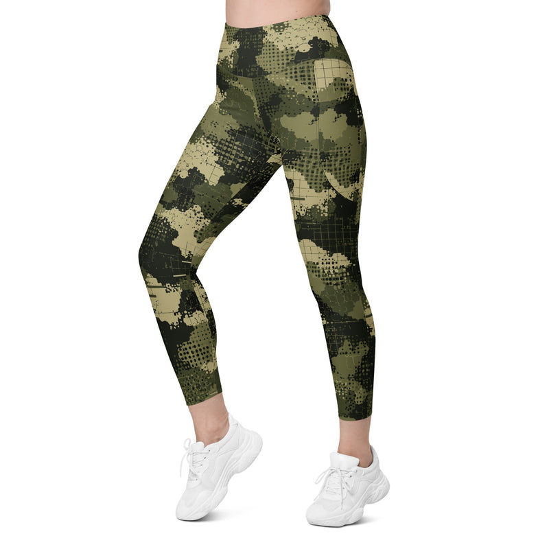 Gridveil Sentinel Olive CAMO Womens Leggings with Pockets - Women