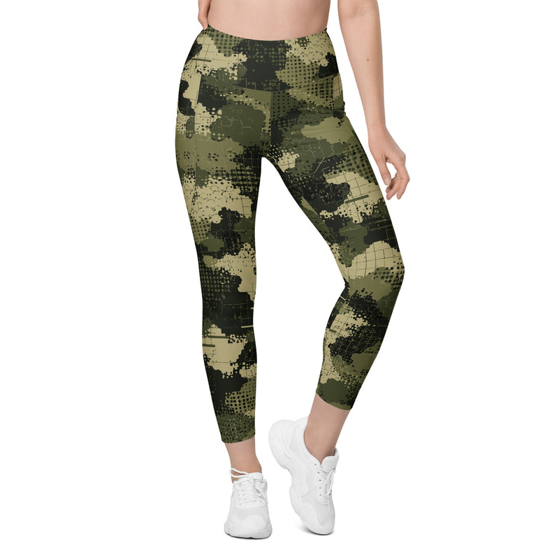 Gridveil Sentinel Olive CAMO Womens Leggings with Pockets - Women