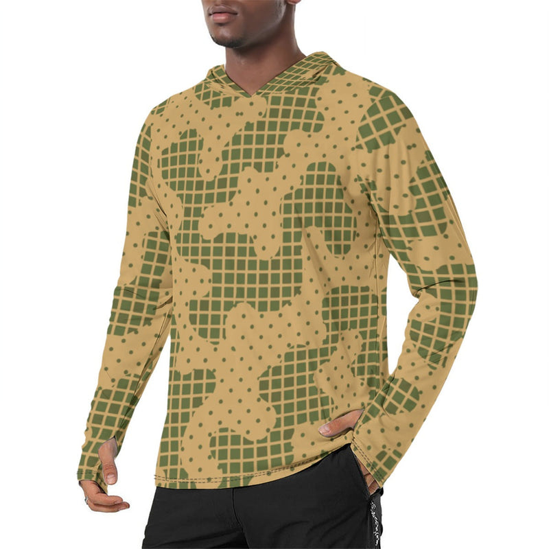 Gridveil Terrain CAMO Mens Sunscreen Sports Hoodie With Thumb Holes - S / White
