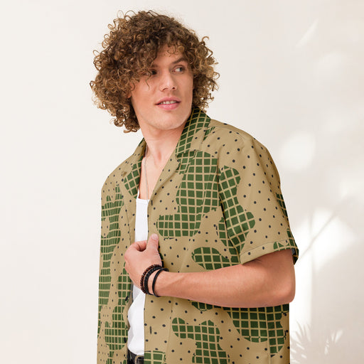 Gridveil Terrain CAMO Unisex Short-Sleeve Button Shirt - 2XS - Button-Up