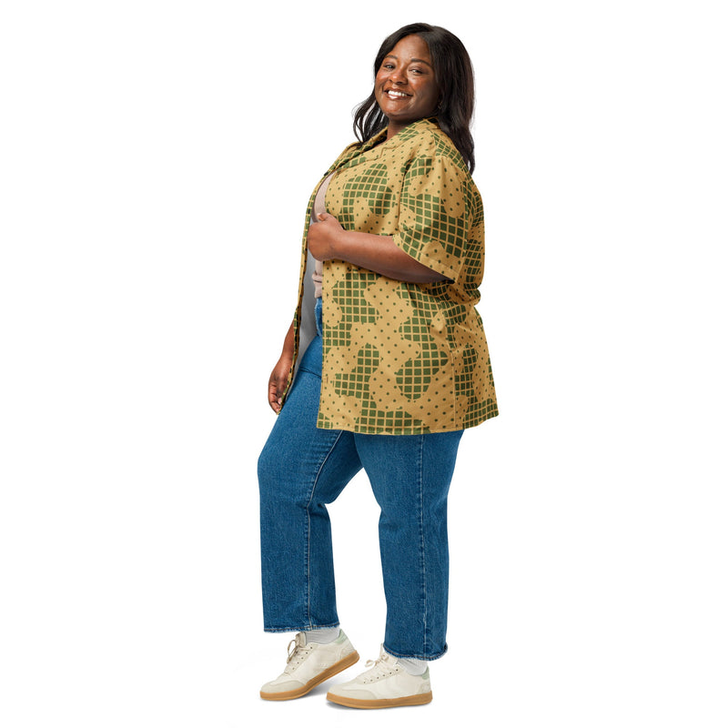Gridveil Terrain CAMO Unisex Short-Sleeve Button Shirt - Button-Up