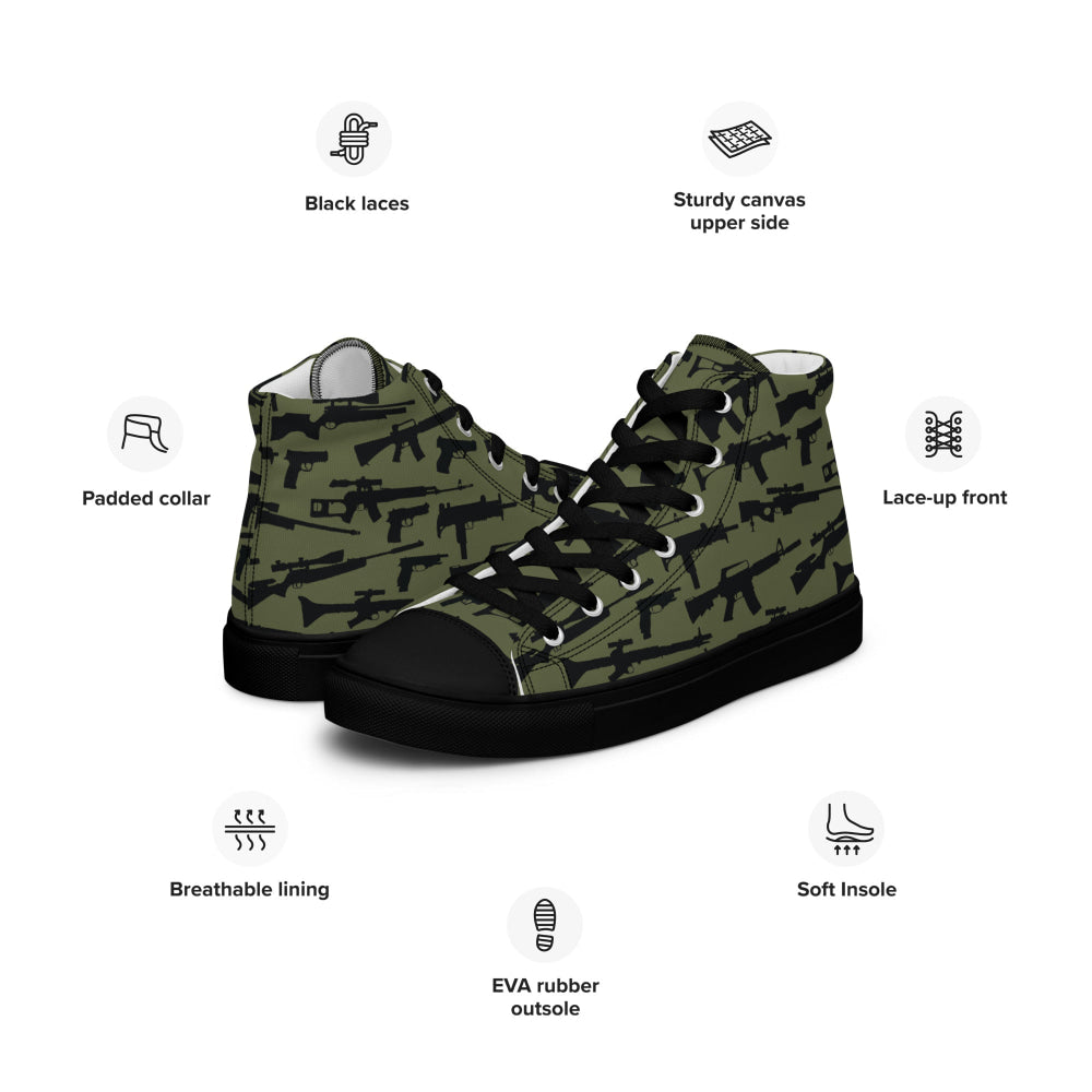 Gun CAMO Men’s high top canvas shoes - Mens High Top Canvas Shoes