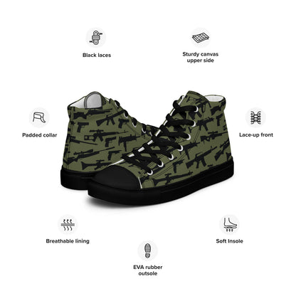 Gun CAMO Men’s high top canvas shoes - Mens High Top Canvas Shoes