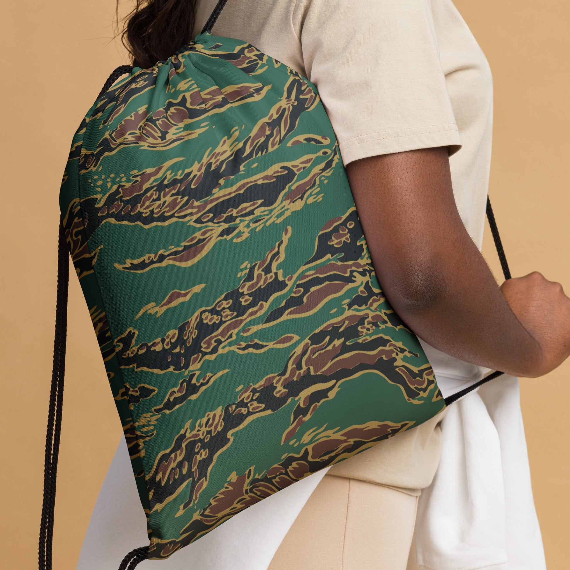 Guyanese Tiger Stripe CAMO Drawstring Bag - Bags