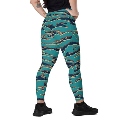 Guyanese Tiger Stripe CAMO Leggings with pockets - 2XS - Womens With Pockets