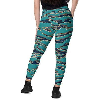 Guyanese Tiger Stripe CAMO Leggings with pockets - Womens With Pockets