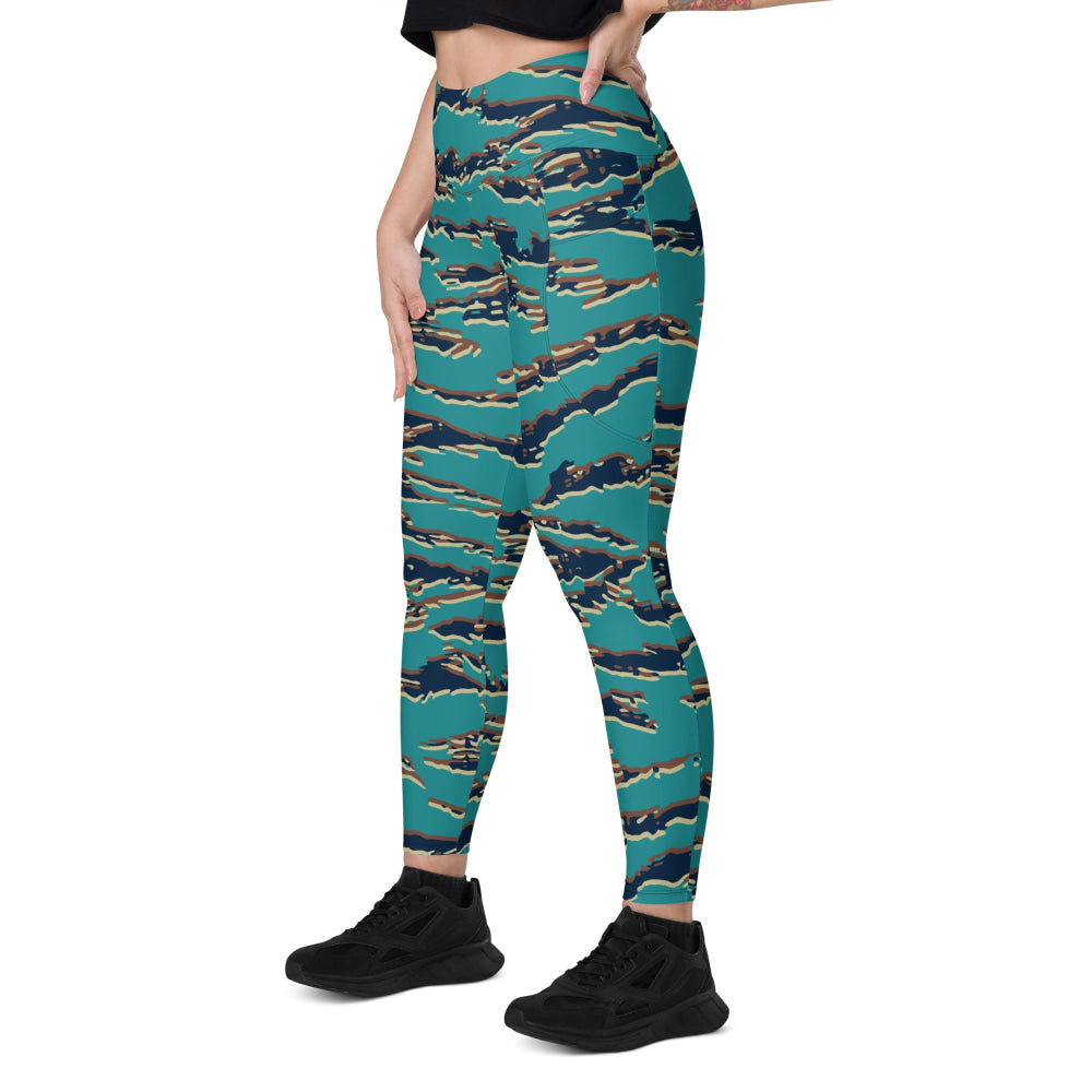 Guyanese Tiger Stripe CAMO Leggings with pockets - Womens With Pockets