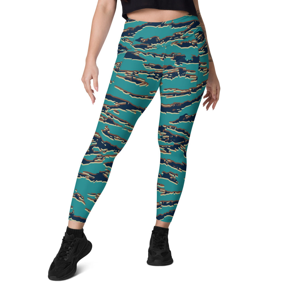 Guyanese Tiger Stripe CAMO Leggings with pockets - Womens With Pockets