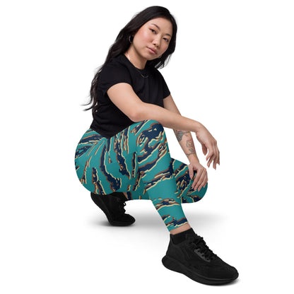 Guyanese Tiger Stripe CAMO Leggings with pockets - Womens With Pockets