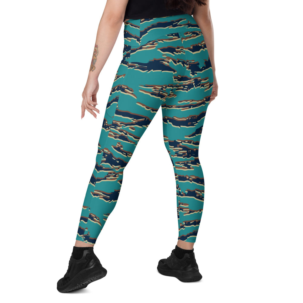 Guyanese Tiger Stripe CAMO Leggings with pockets - Womens With Pockets