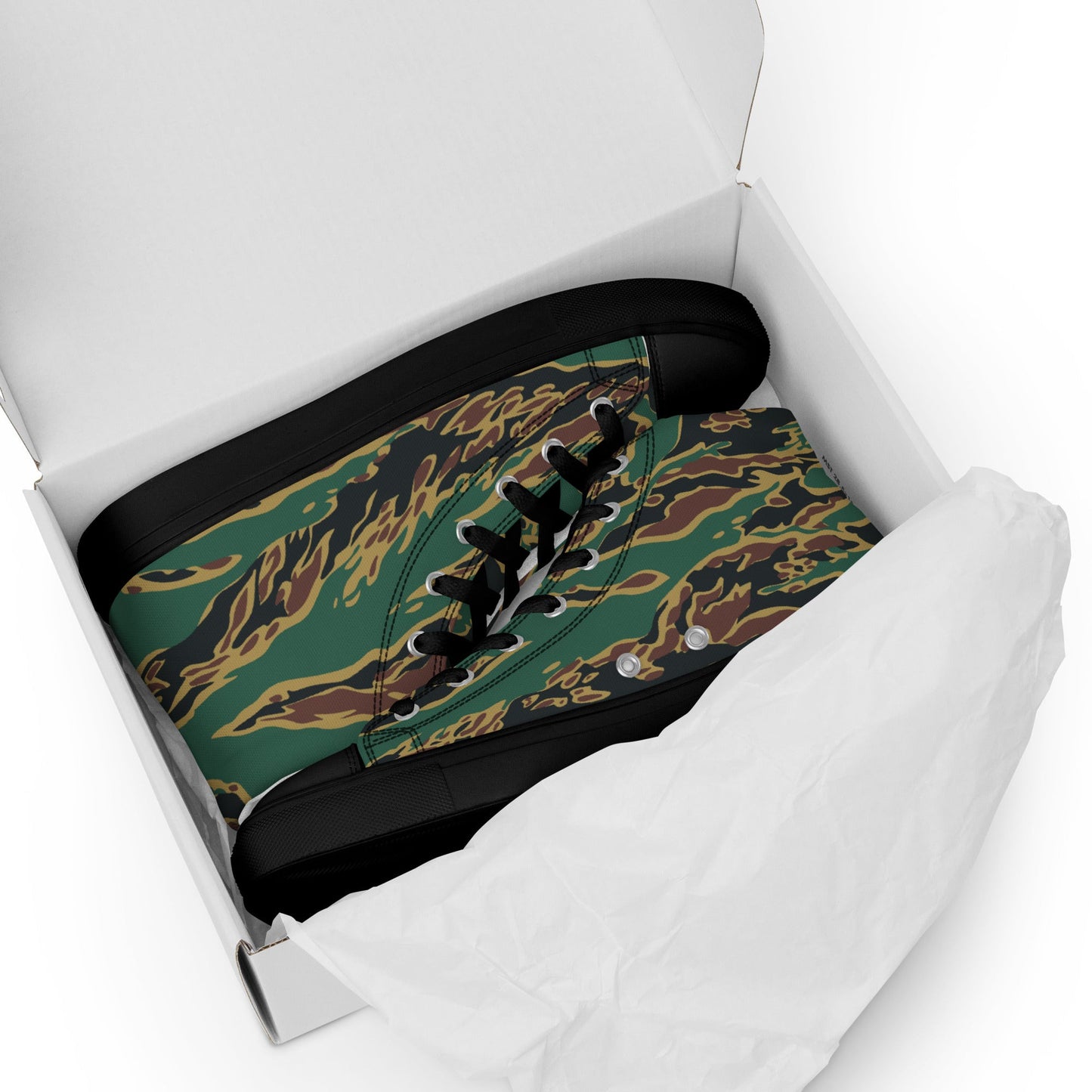 Guyanese Tiger Stripe CAMO Mens high top canvas shoes - High Top Canvas Shoes