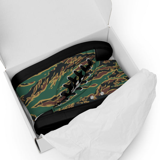 Guyanese Tiger Stripe CAMO Mens high top canvas shoes - High Top Canvas Shoes