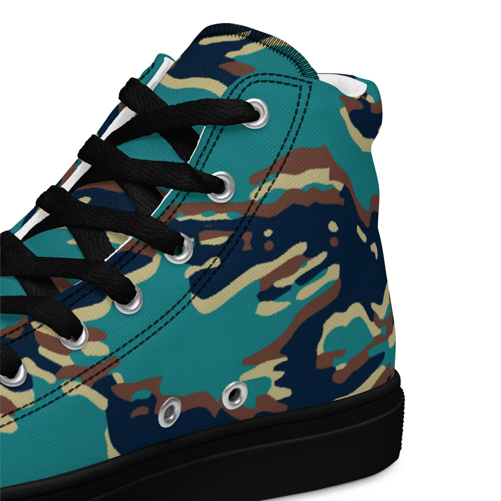 Guyanese Tiger Stripe CAMO Men’s high top canvas shoes - Mens High Top Canvas Shoes