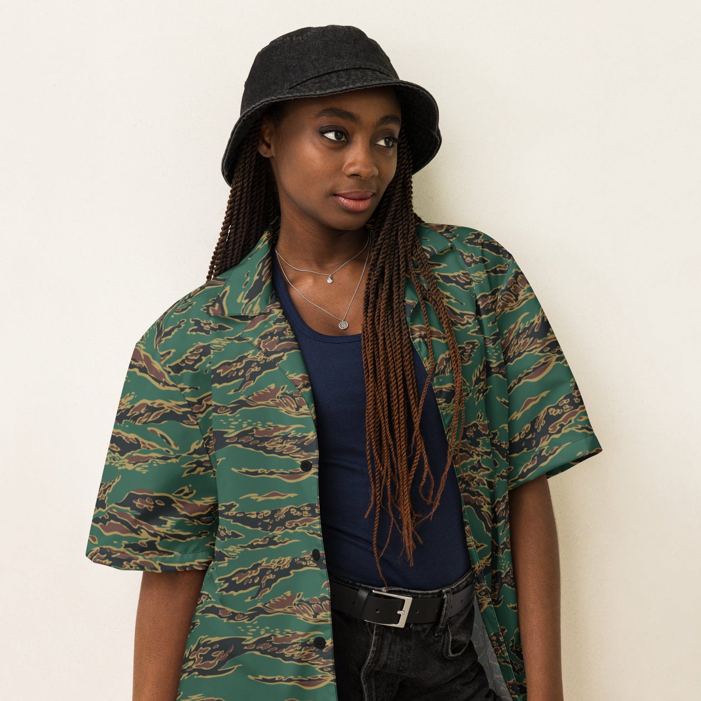 Guyanese Tiger Stripe CAMO Unisex button shirt - Button Shirts