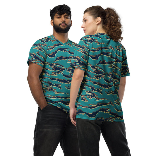 Guyanese Tiger Stripe CAMO unisex sports jersey - 2XS - Unisex Sports Jersey