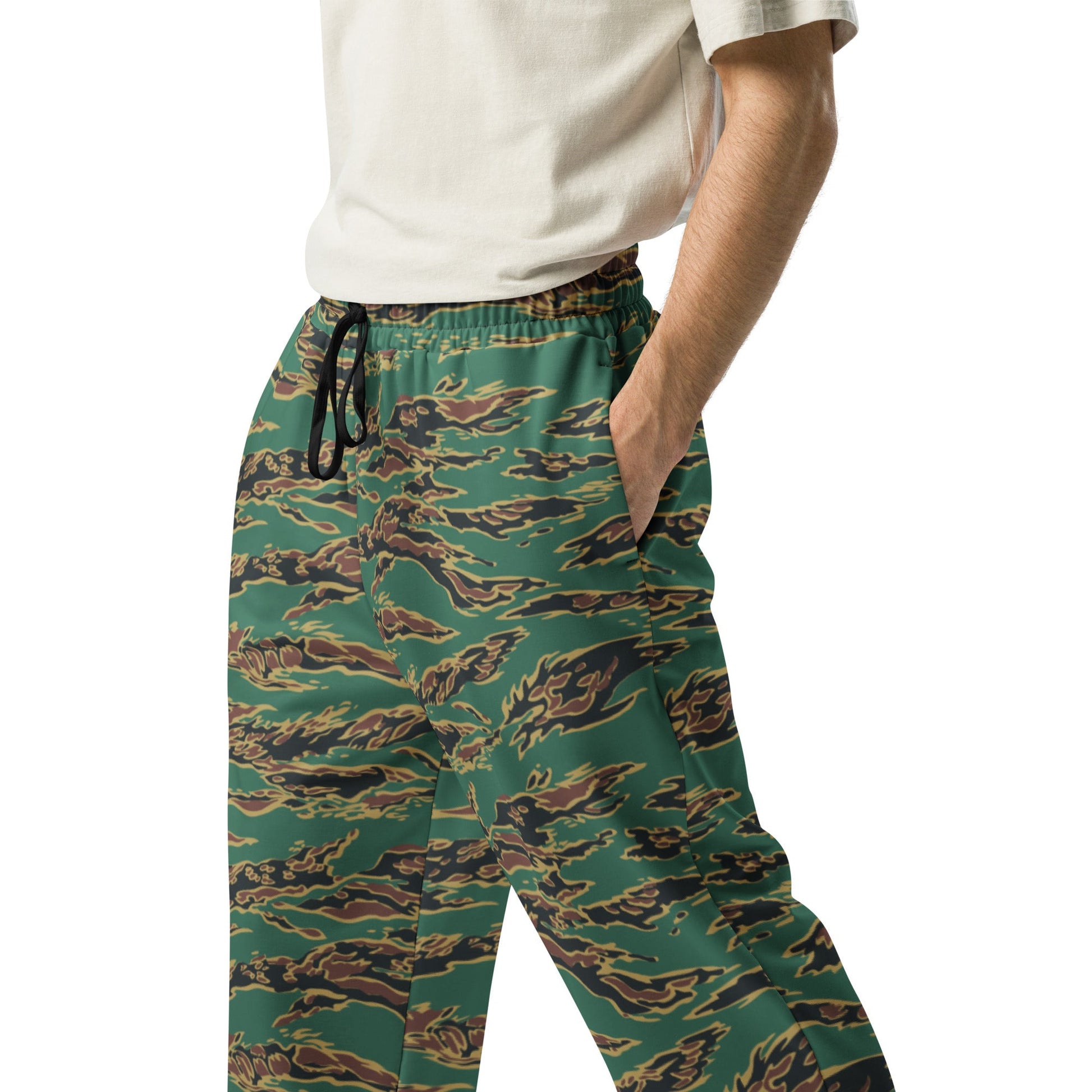 Guyanese Tiger Stripe CAMO Wide-leg joggers - Joggers