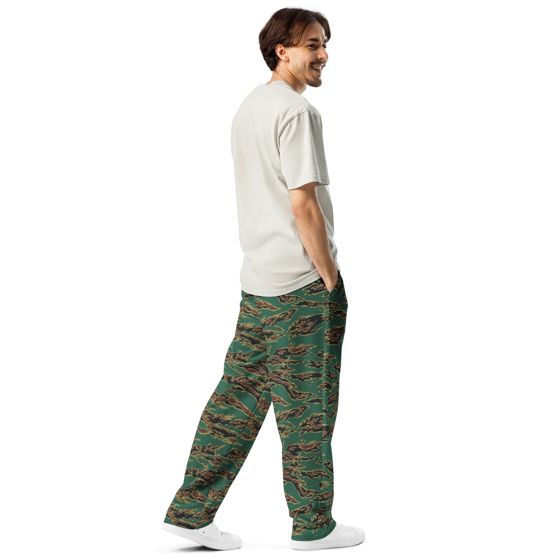 Guyanese Tiger Stripe CAMO Wide-leg joggers - Joggers