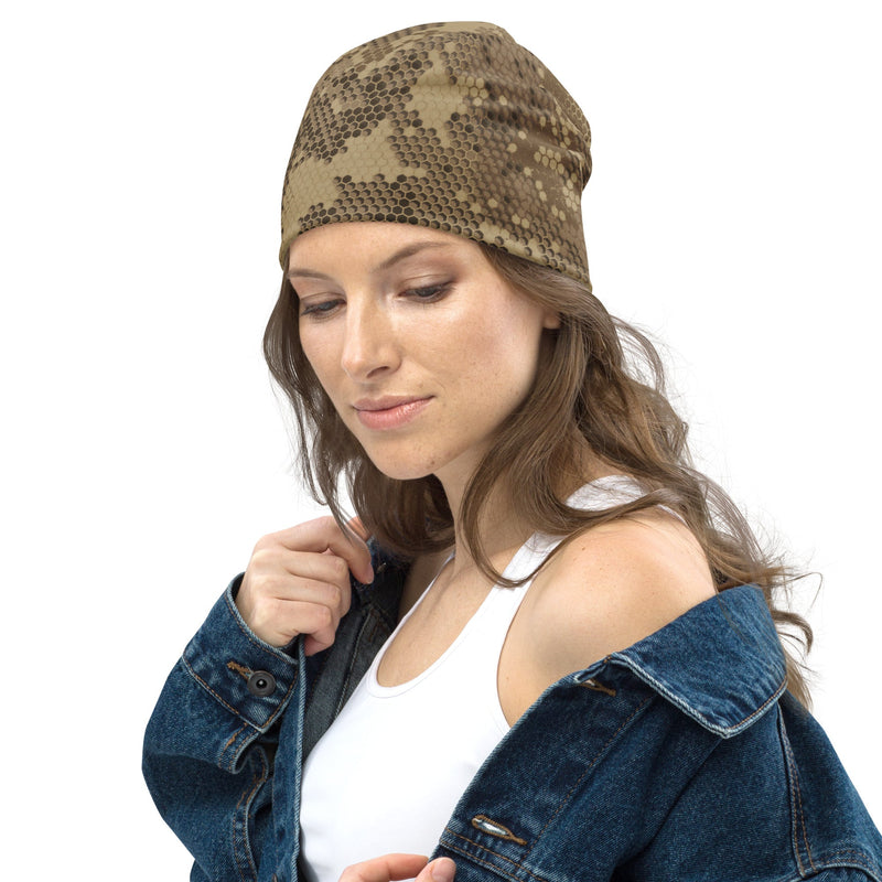 Hex Rattlesnake Desert CAMO Beanie - Head