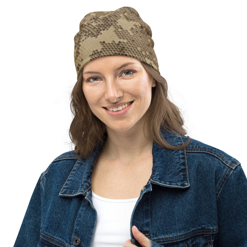 Hex Rattlesnake Desert CAMO Beanie - Head