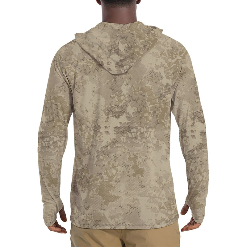 Hex Rattlesnake Desert CAMO Mens Sunscreen Sports Hoodie With Thumb Holes