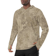 Hex Rattlesnake Desert CAMO Mens Sunscreen Sports Hoodie With Thumb Holes - S / White