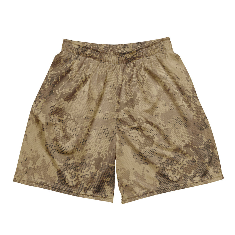 Hex Rattlesnake Desert CAMO Unisex Mesh Shorts - 2XS