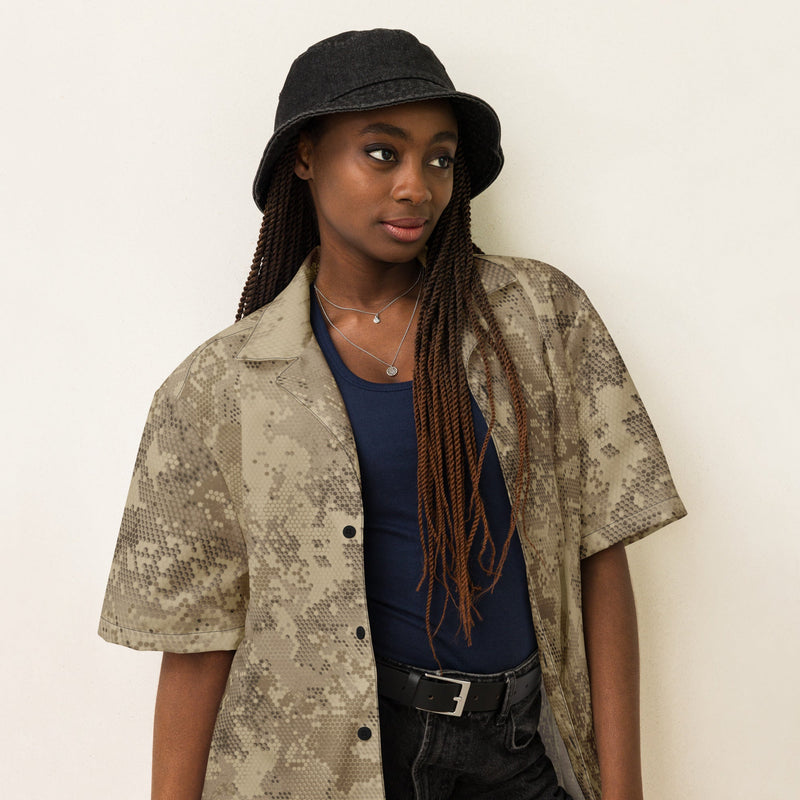 Hex Rattlesnake Desert CAMO Unisex Short-Sleeve Button Shirt - Button-Up