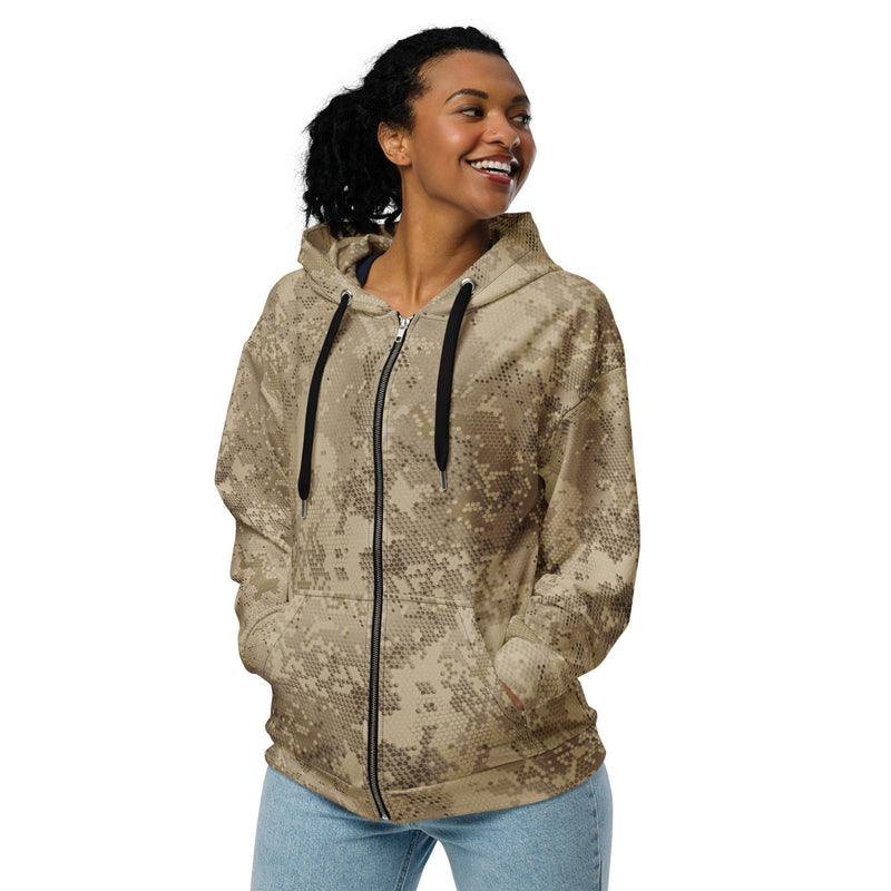Hex Rattlesnake Desert CAMO Unisex Zip Hoodie