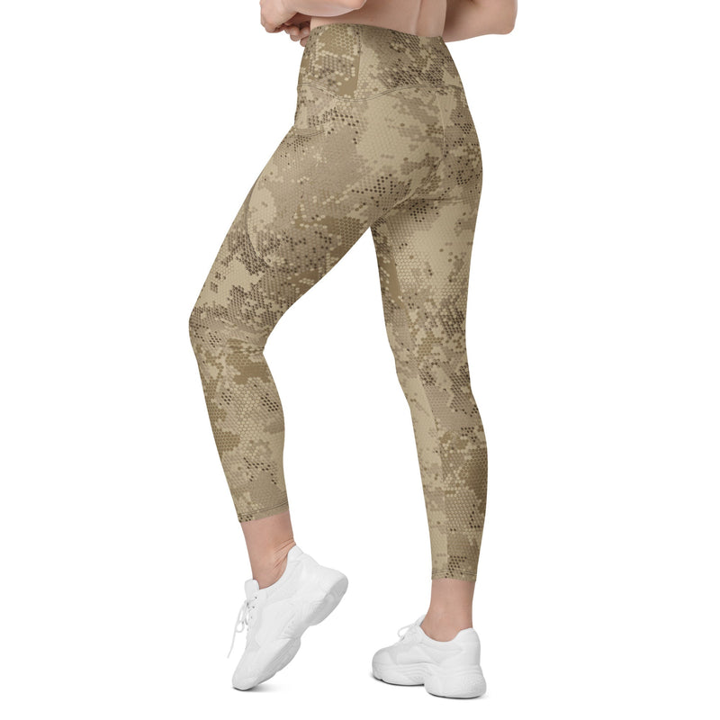 Hex Rattlesnake Desert CAMO Womens Leggings with Pockets - Women