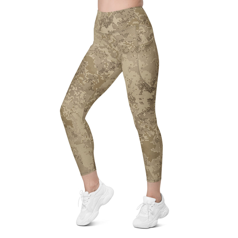 Hex Rattlesnake Desert CAMO Womens Leggings with Pockets - Women