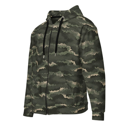 Hexagon CAMO Unisex zip hoodie - 2XS