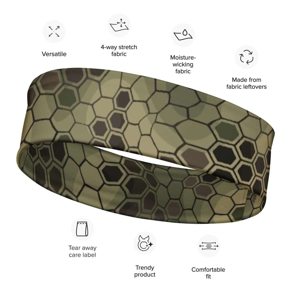 Hexagonal Scales Green CAMO Headband - M