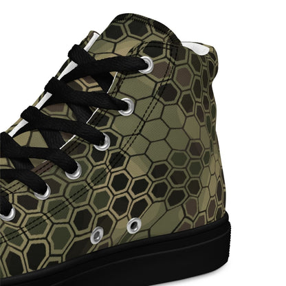 Hexagonal Scales Green CAMO Men’s high top canvas shoes