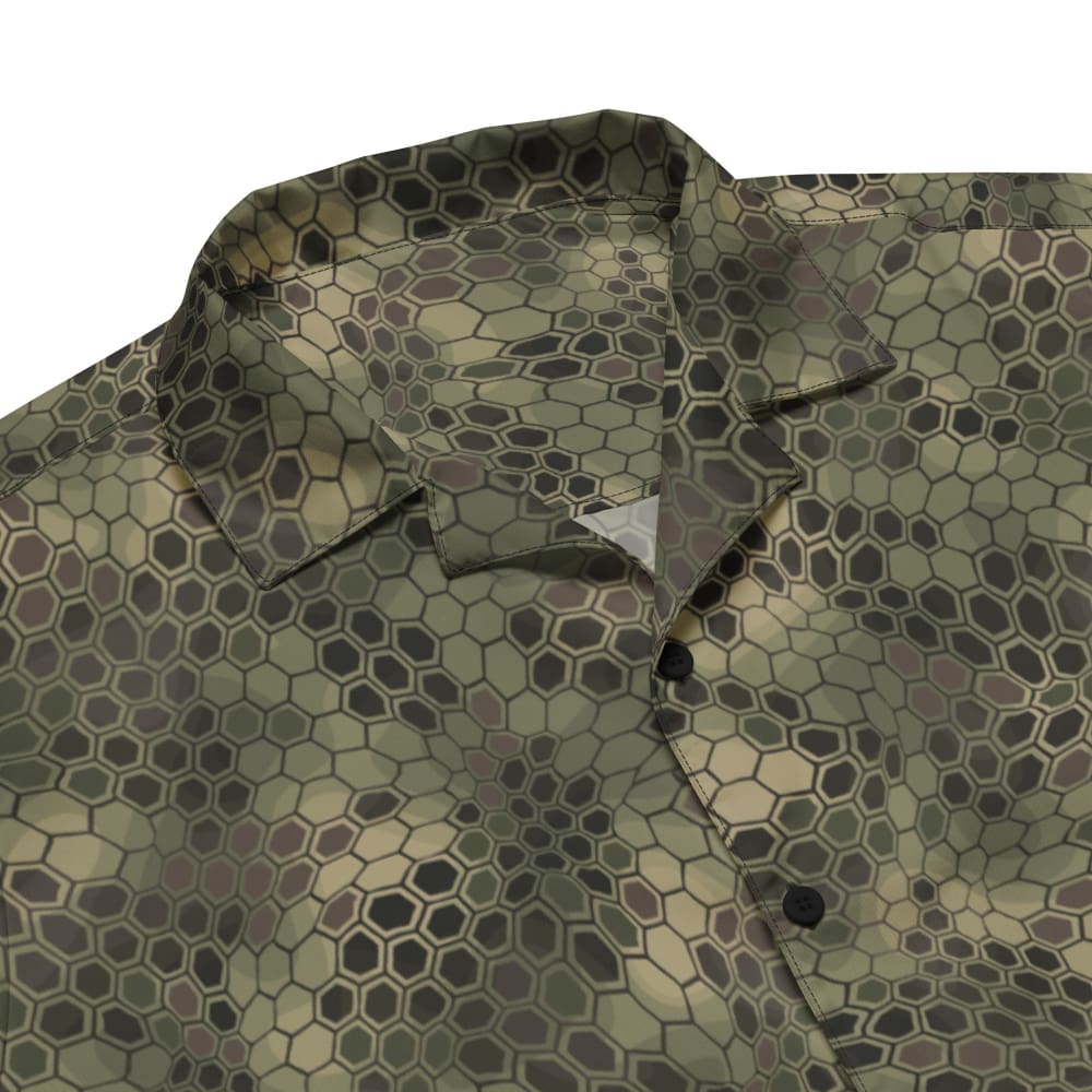 Hexagonal Scales Green CAMO Unisex button shirt