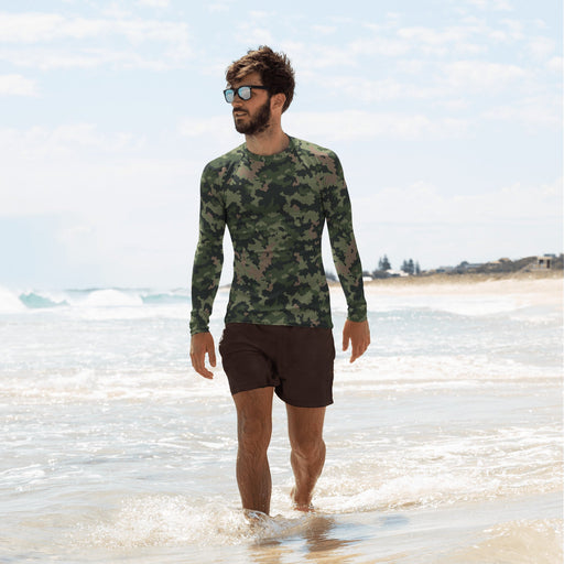 HexTarn Tropical CAMO Mens Long-Sleeve Rash Guard - XS