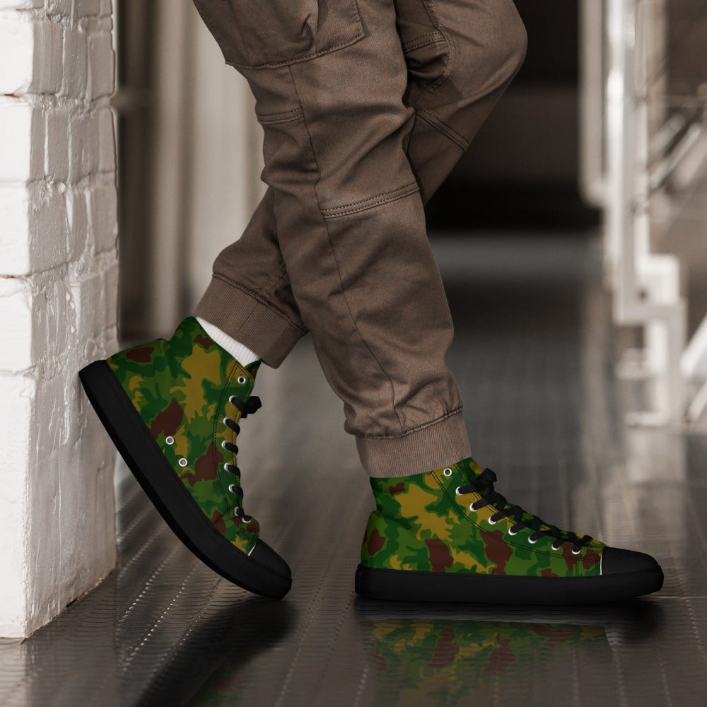 Hungarian 1967 Leaf CAMO Men’s high top canvas shoes - Black / 5 - Mens High Top Canvas Shoes