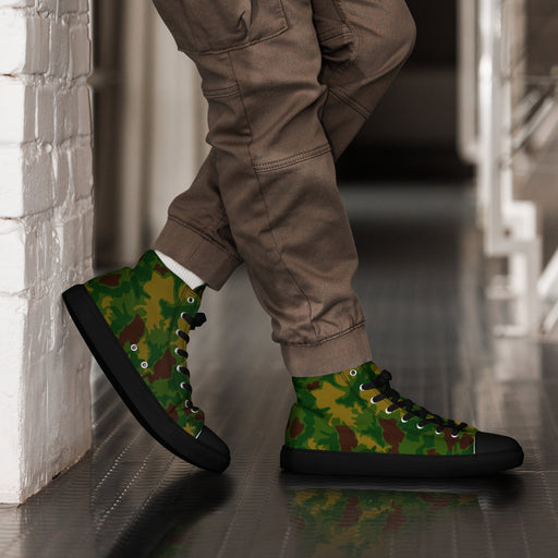 Leaf Hungarian Woodland CAMO Mens High-Top Canvas Shoes - Black / 5