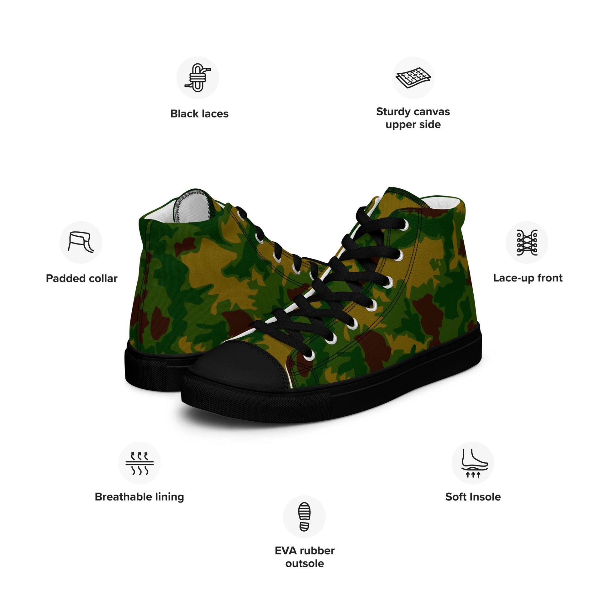 Hungarian Leaf CAMO Mens high top canvas shoes - High Top Canvas Shoes