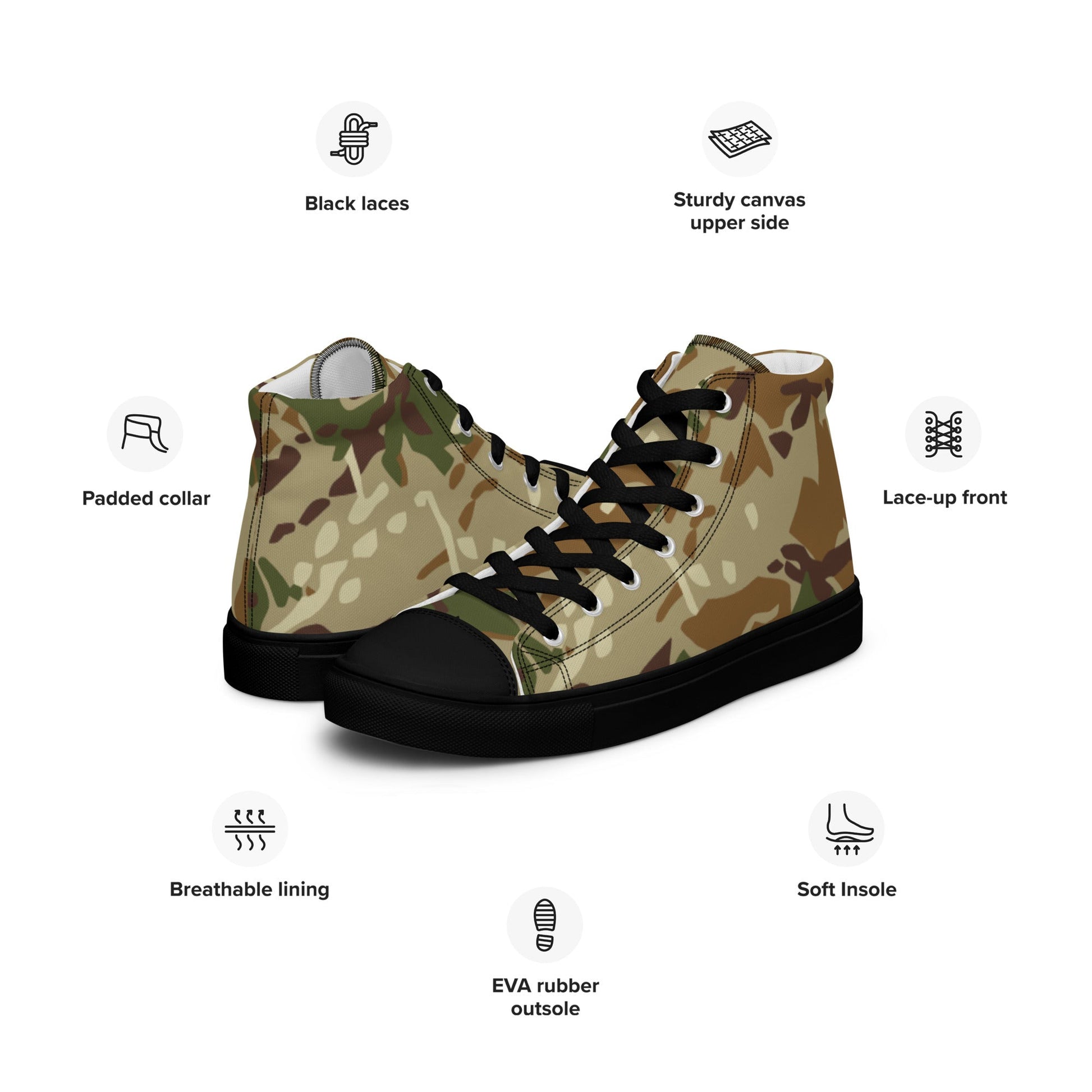 Hungarian Multi-terrain CAMO Mens high top canvas shoes - High Top Canvas Shoes